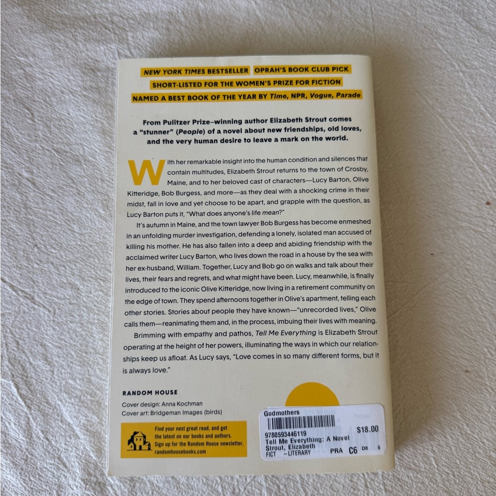Tell Me Everything by Elizabeth Strout paperback book - Picture 2 of 2